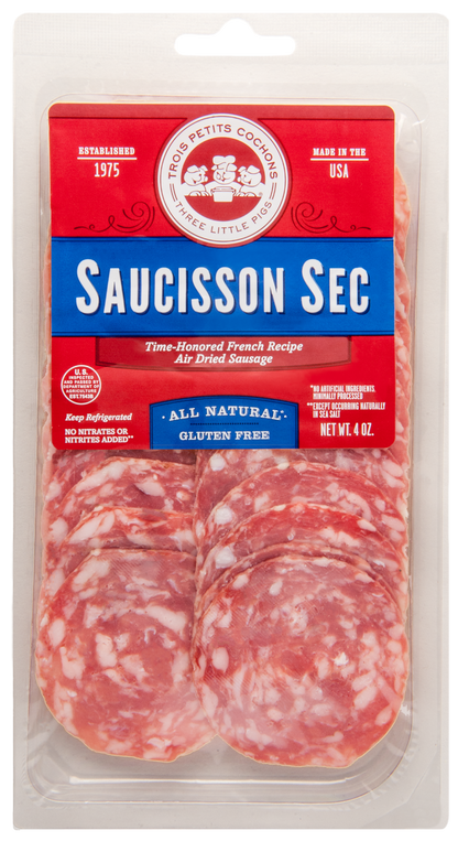 Wholesale Les Trois Sliced Saucisson Sec 4Oz- Bulk