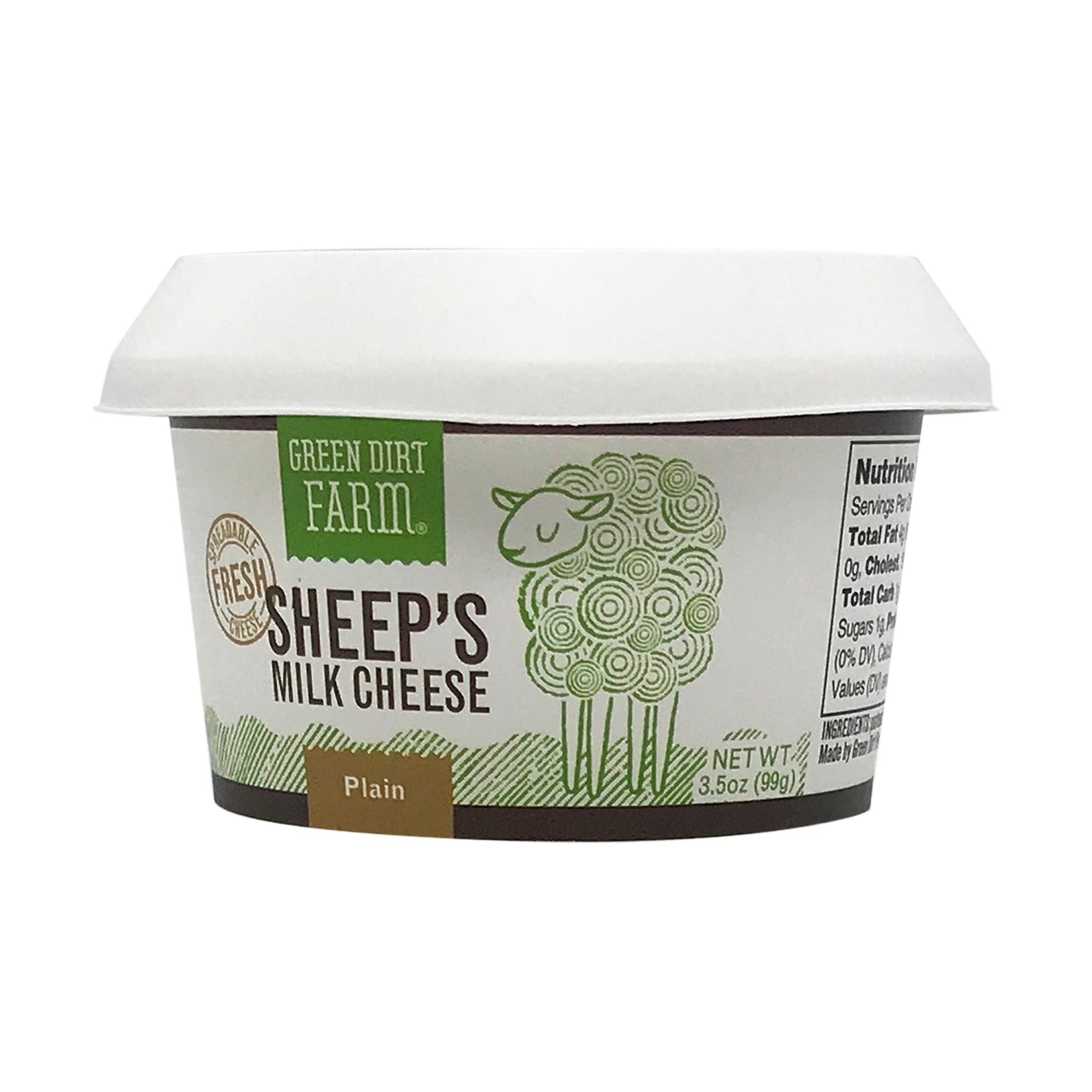 Wholesale Green Dirt Farm Plain Fresh Sheep's Milk Cheese 3.5 oz- Bulk