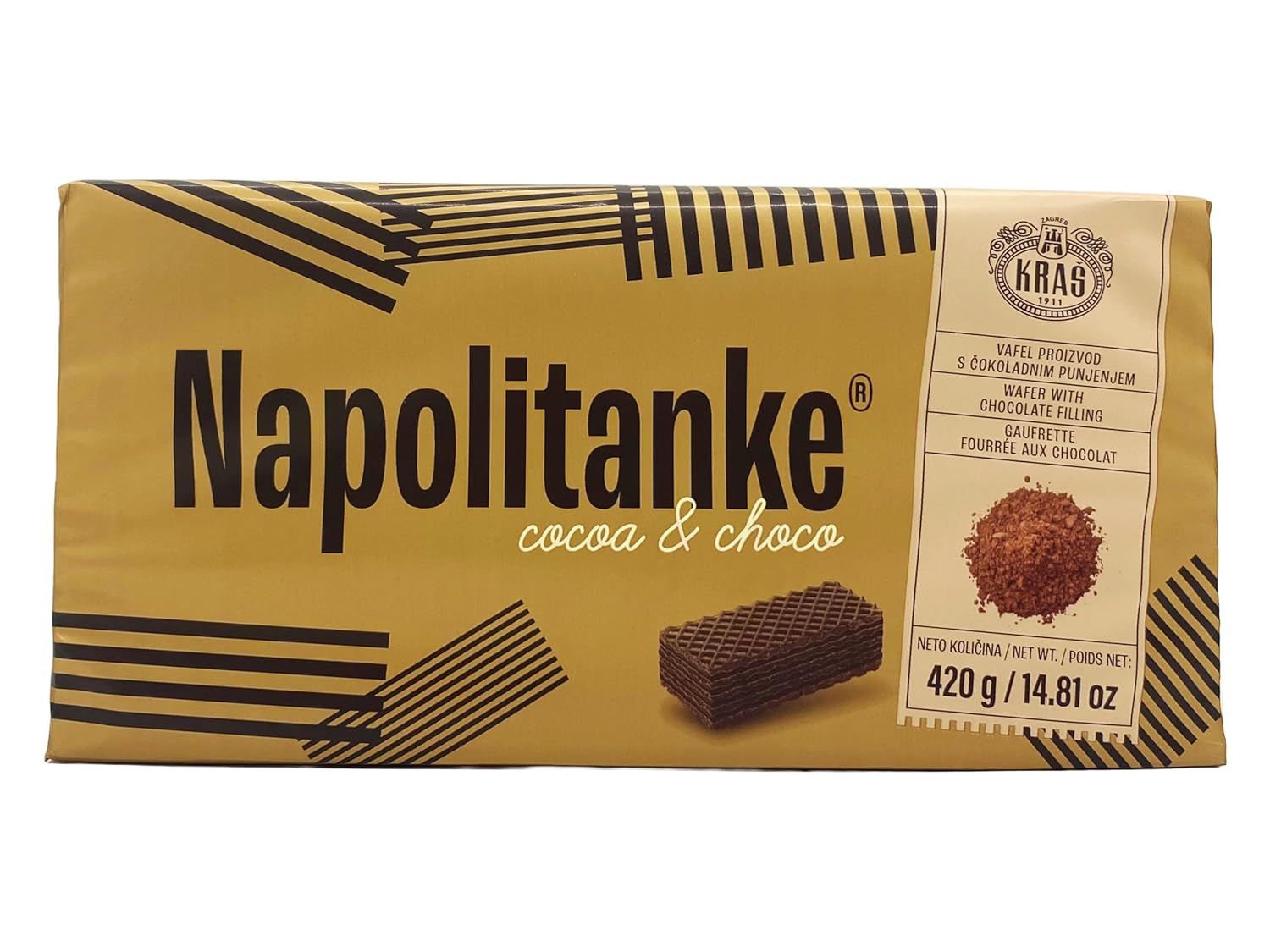 Wholesale Kras Napolitanke Wafers Cocoa & Chocolate 420g- Bulk