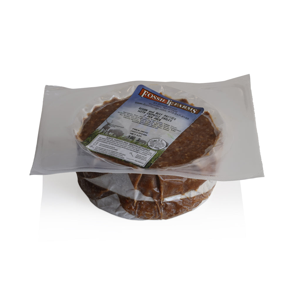 Wholesale Fossil Farms Case Chipotle Bison Burger- Bulk