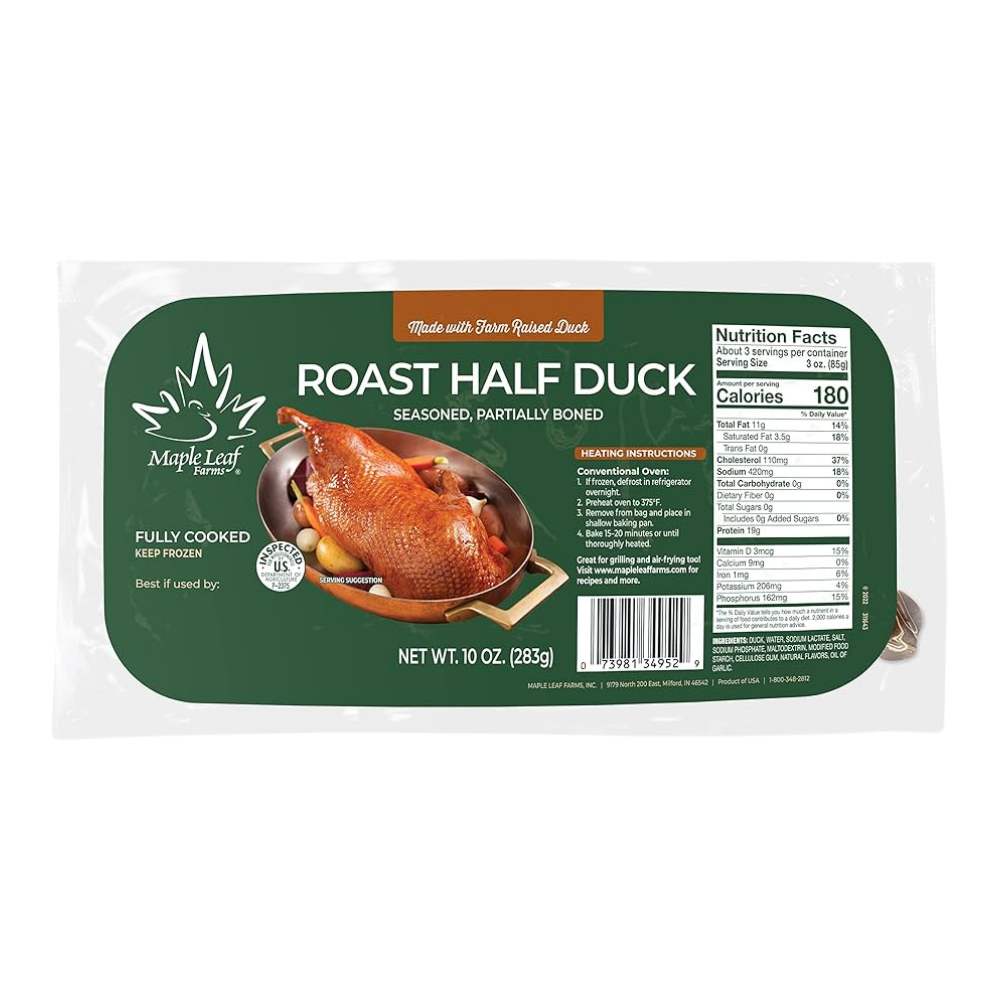 Wholesale Maple Leaf Case Half Roast Duck Partially Boned- Bulk