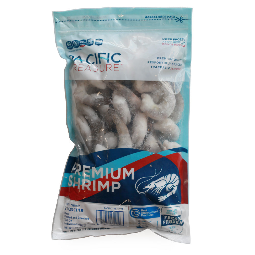 Wholesale Pacific Treas Shrimp 21-25 White Asian Peeled And Deveined | 2 lb- Bulk