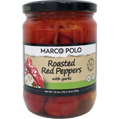 Wholesale Marco Polo Roasted Peppers With Garlic 19.3Oz (545G) Jar- Bulk