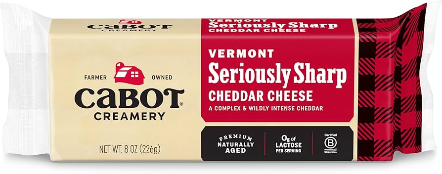 Wholesale Cabot Creamery Vermont Seriously Sharp Aged Cheddar Cheese, 8 oz Bar- Bulk