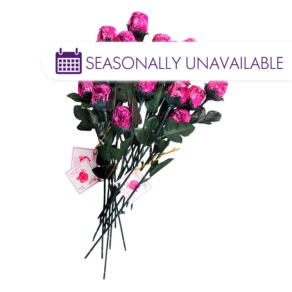 Wholesale Madelaine Milk Chocolate Pink Foiled Roses 0.5 Oz 9.5"- Bulk