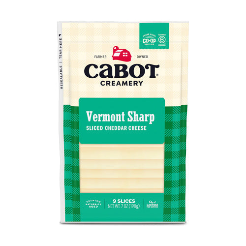 Wholesale Cabot Creamery Sharp White Cheddar Cheese Sliced 2.5lb- Bulk