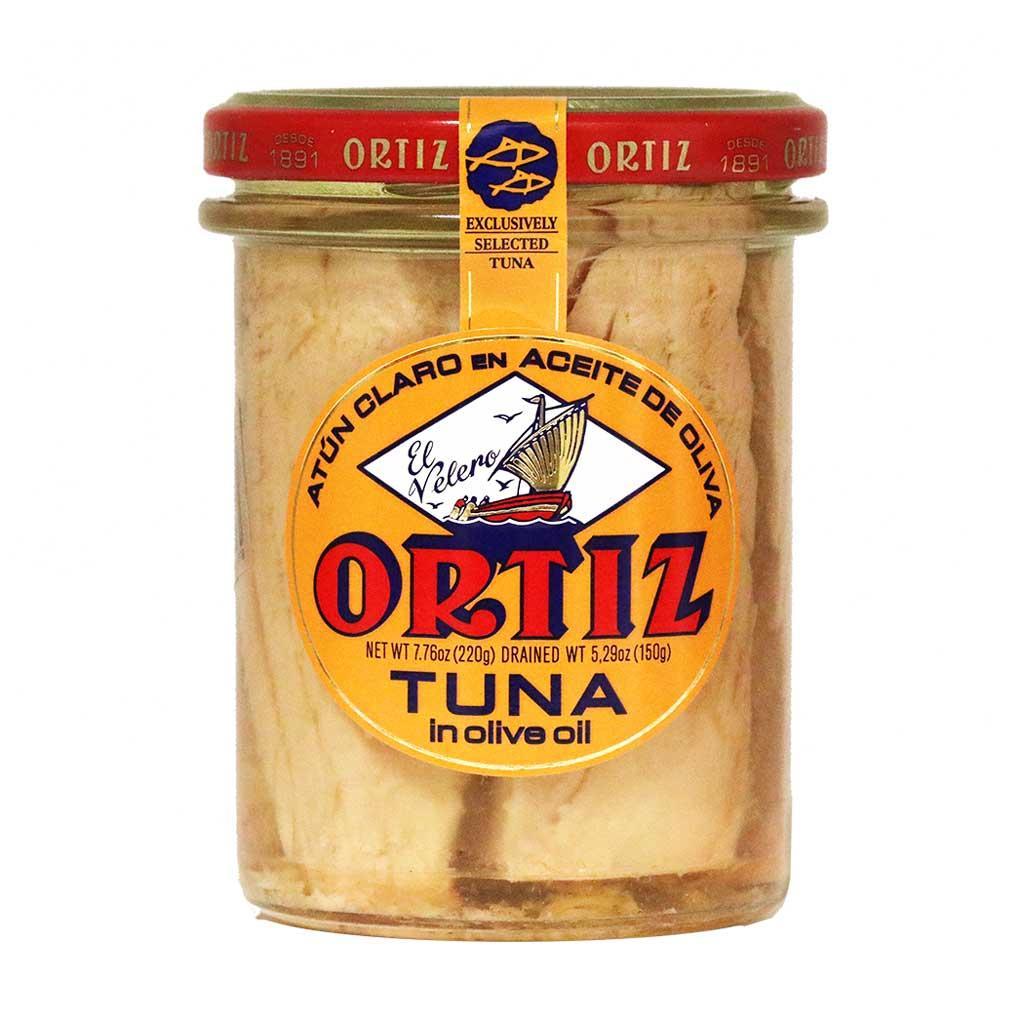 Wholesale Ortiz Yellowfin Tuna in Olive Oil, Kosher, Glass Jar, 220g- Bulk