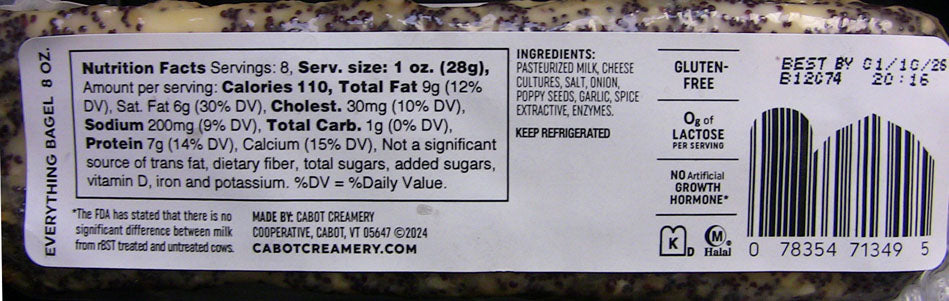Wholesale Cabot Everything Bagel Cheddar Bar- Bulk