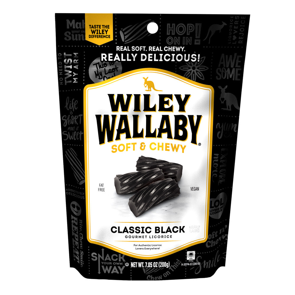 Wholesale Wiley Wallaby Black Licorice 7.05 Oz Pouch *Sf Dc Only*- Bulk