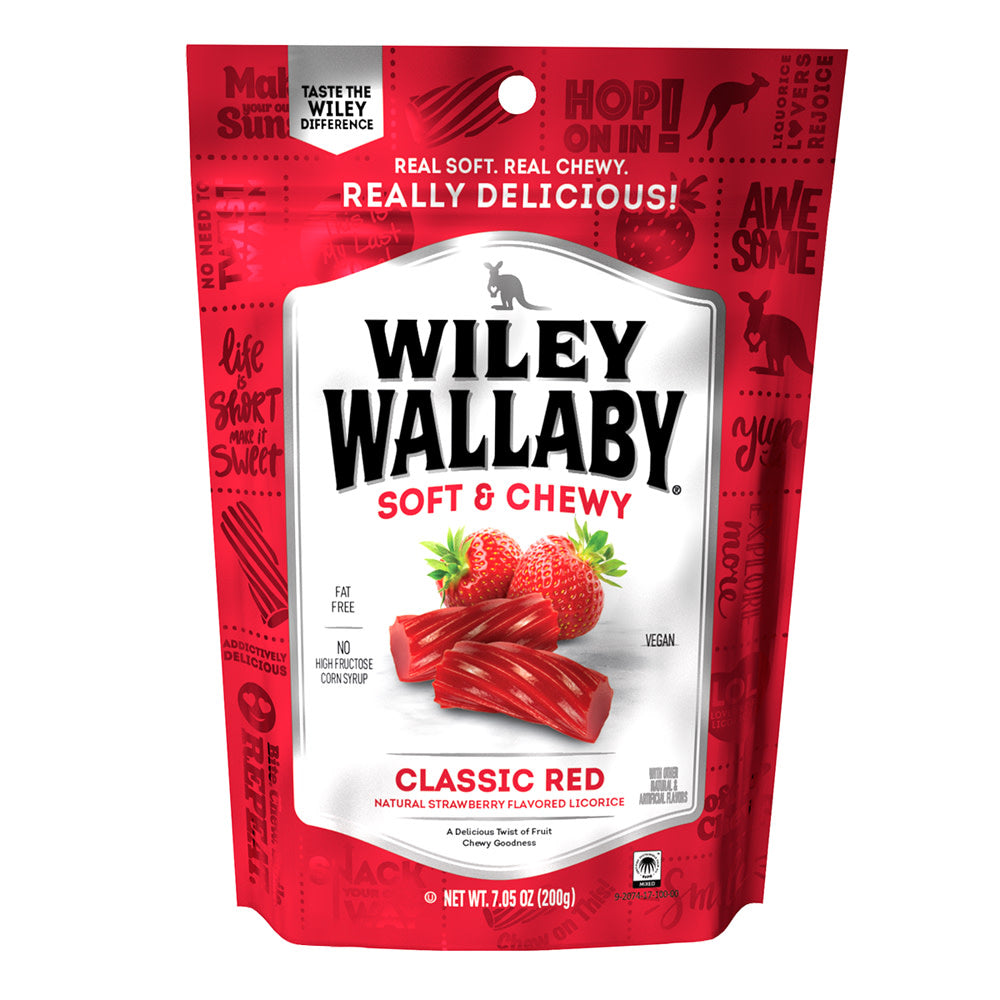 Wholesale Wiley Wallaby Strawberry Red Licorice 7.05 Oz Pouch *Sf Dc Only*- Bulk