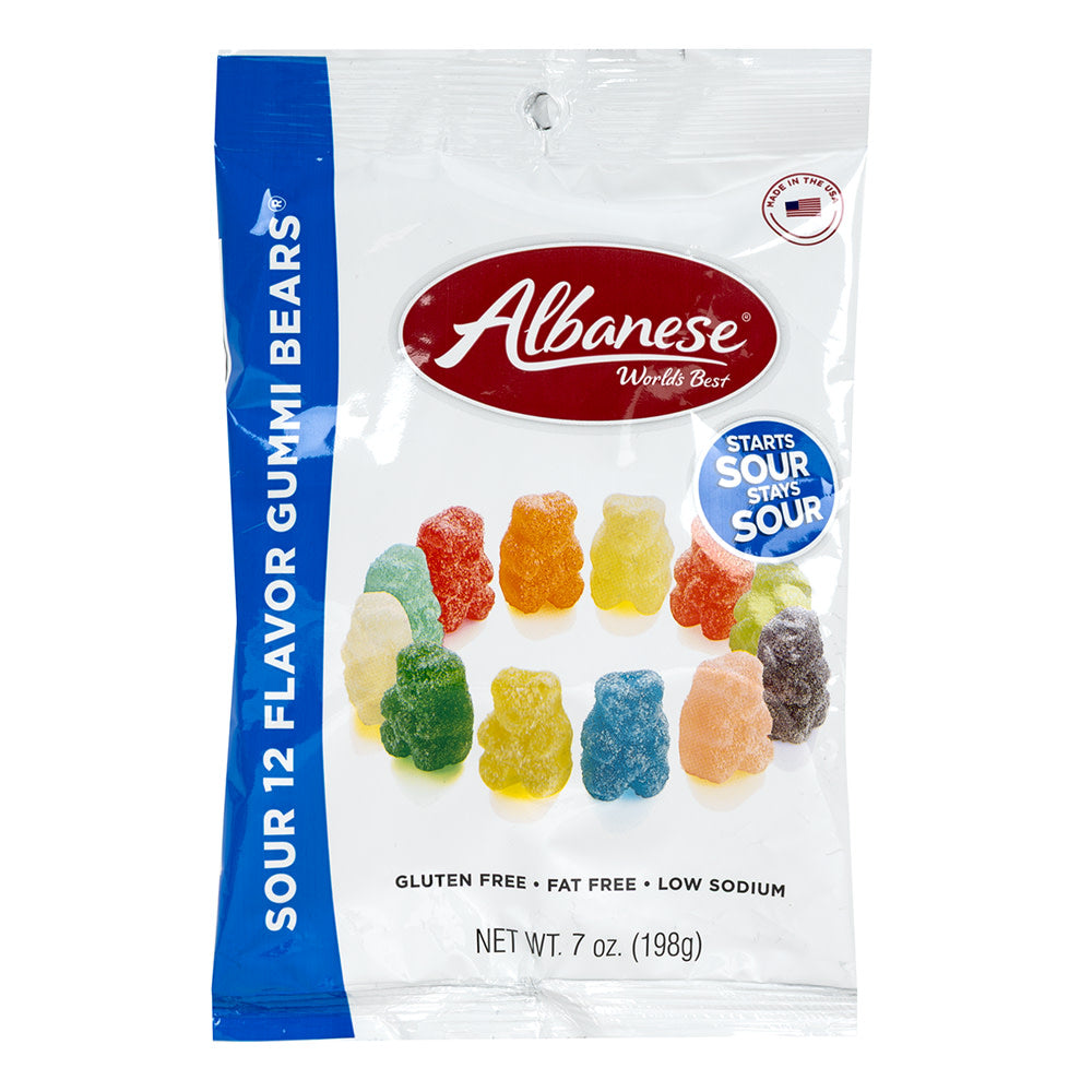 Wholesale Albanese 12 Flavor Sour Gummi Bears 7 Oz Peg Bag *Sf Dc Only*- Bulk