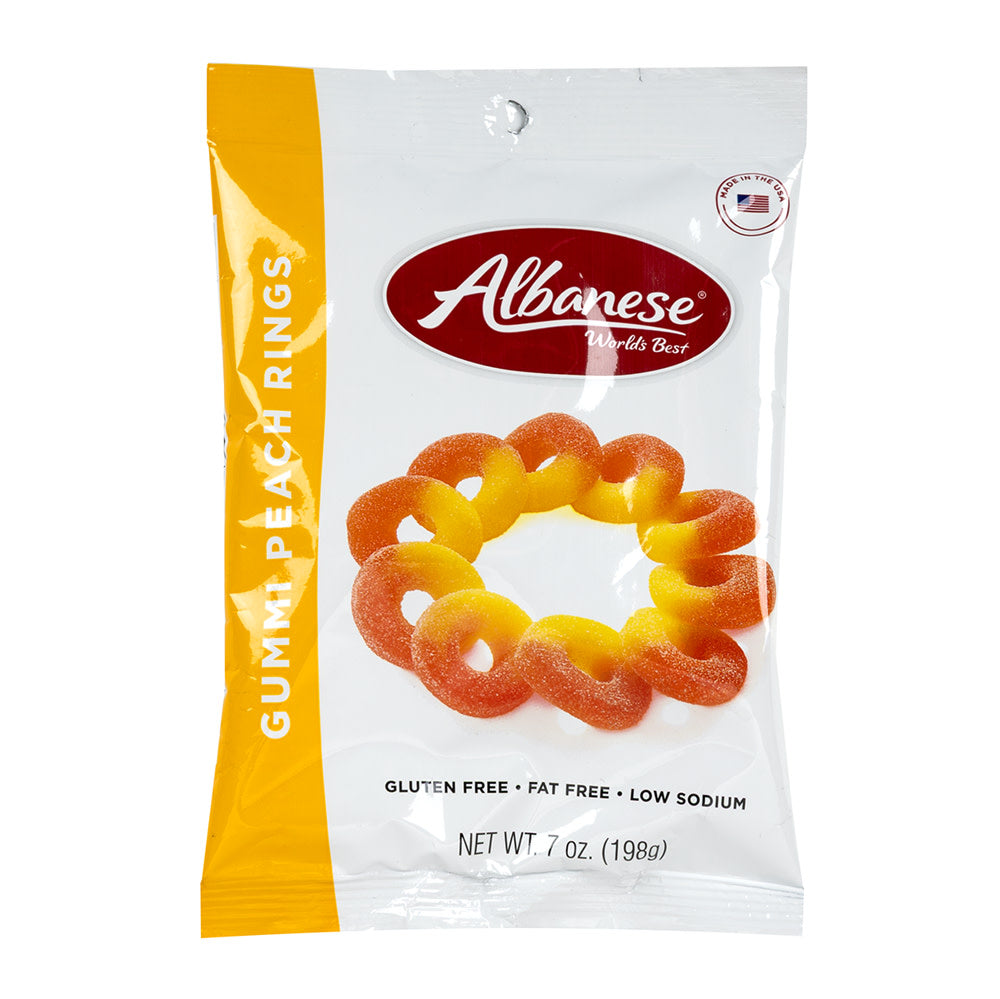 Wholesale Albanese Gummi Peach Ring 7 Oz Peg Bag *Sf Dc Only*- Bulk
