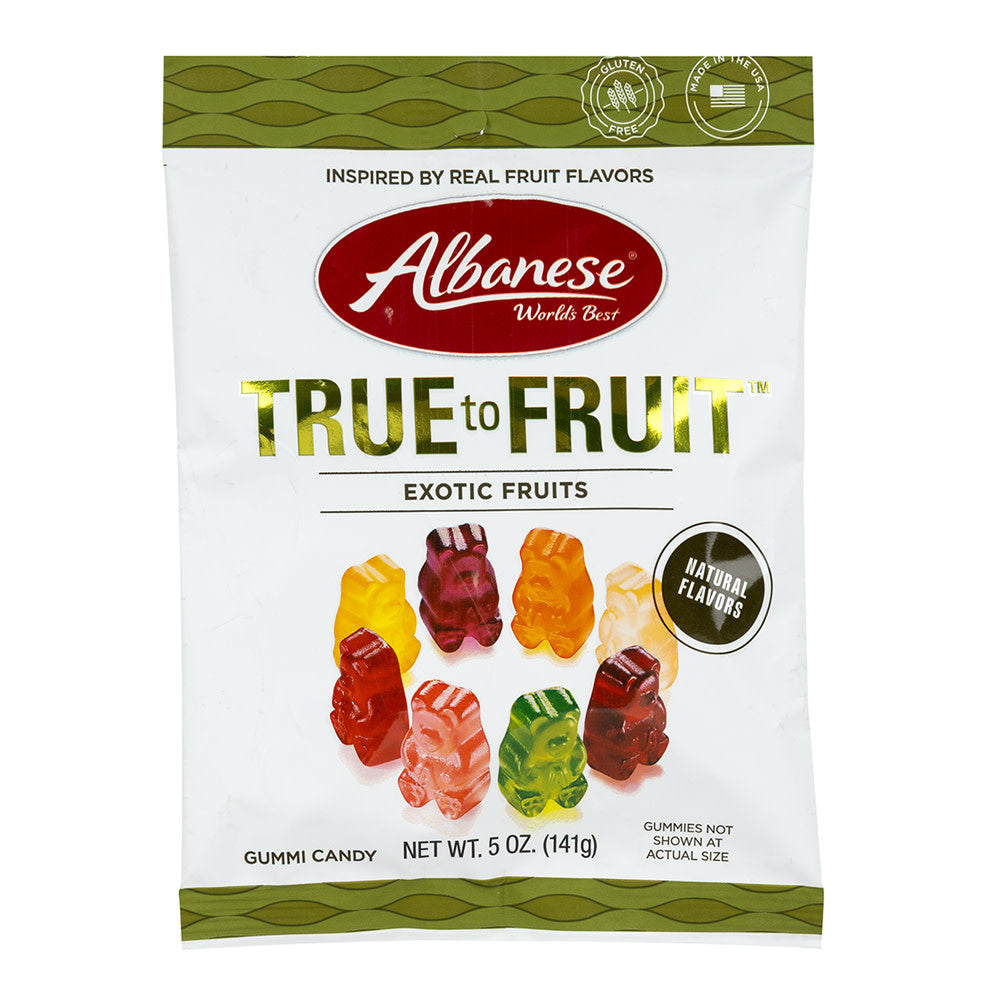 Wholesale Albanese True To Fruit Exotic Fruits Gummies 5 Oz Peg Bag *Sf Dc Only*- Bulk