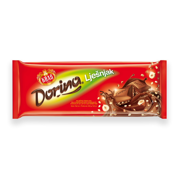 Wholesale Kras Dorina Chocolate w/chopped hazelnuts 11/220g- Bulk