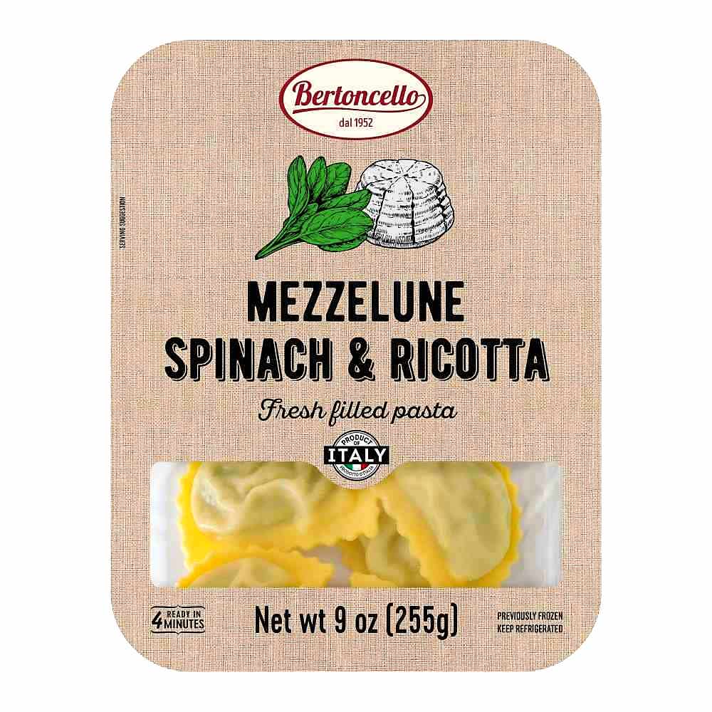 Wholesale Bertoncello Spinach, Beets & Ricotta Mezzelune 255 g- Bulk