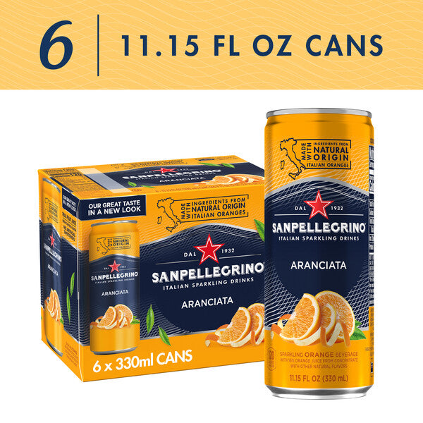 Wholesale Water Sparkling Aranciata Can Orange- Bulk