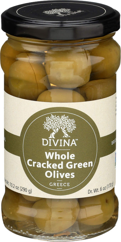 Wholesale Divina Green Cracked Olives- Bulk