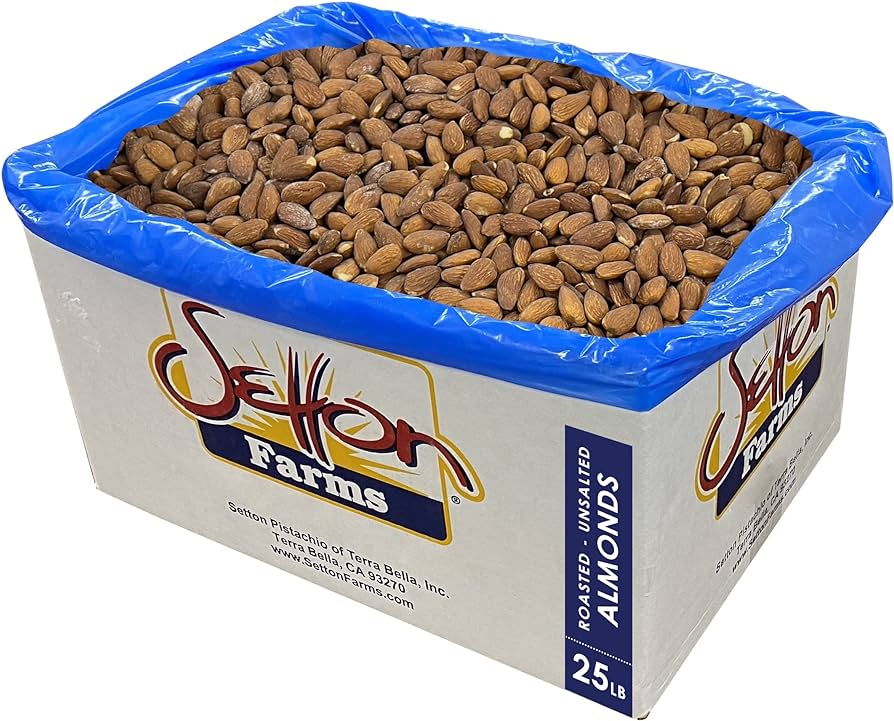 Wholesale Setton Farms Roasted/Unsalted Almonds 25 lb Bulk Box- Bulk