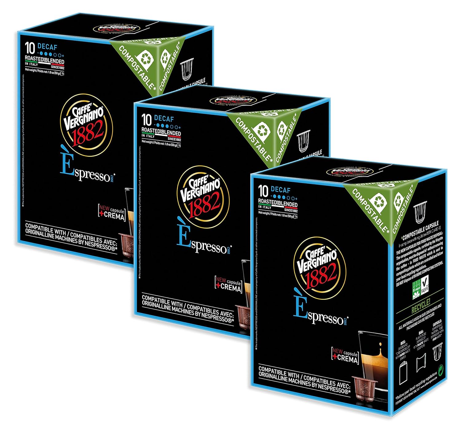 Wholesale Caffe Vergnano Case Decaf Espresso Capsules- Bulk