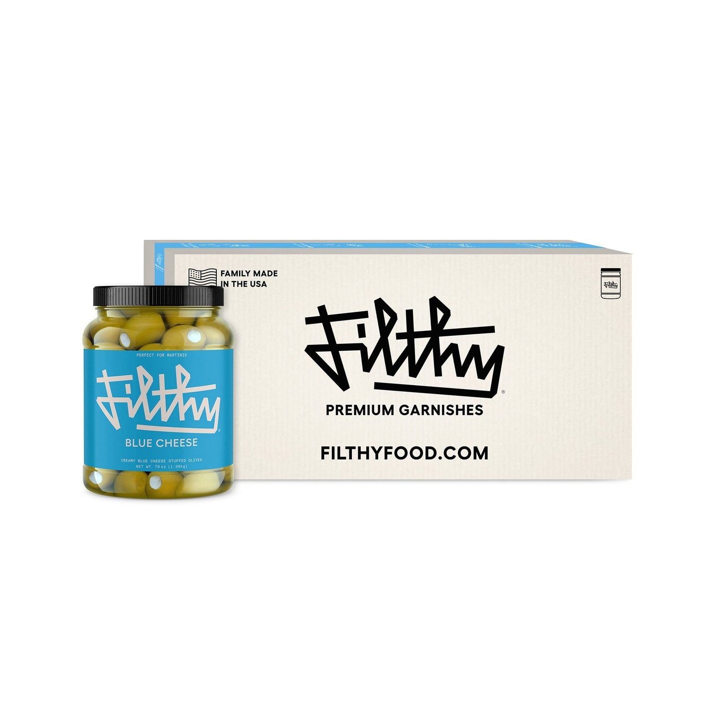 Wholesale Filthy Stuffed Green Olives with Blue Cheese 64oz- Bulk