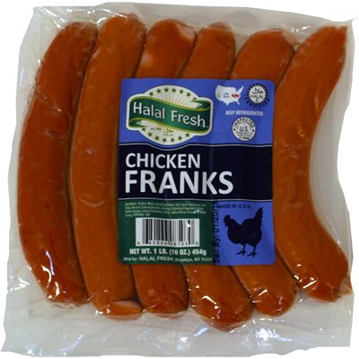 Wholesale Halal Fresh Chicken Frankfurters 1Lb (454G) Packs- Bulk