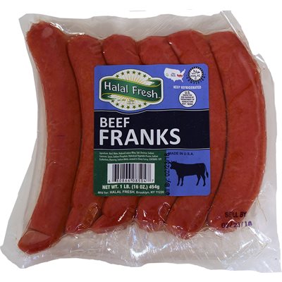 Wholesale Halal Fresh Beef Frankfurters 1Lb (454G) Packs- Bulk