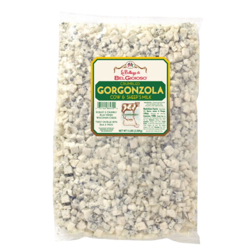 Wholesale Belgioioso Case Gorgonzola Italian Blue Cheese Crumbles- Bulk