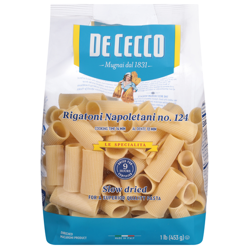 Wholesale De Cecco Rigatoni Napoletani Pasta | 1 lb- Bulk