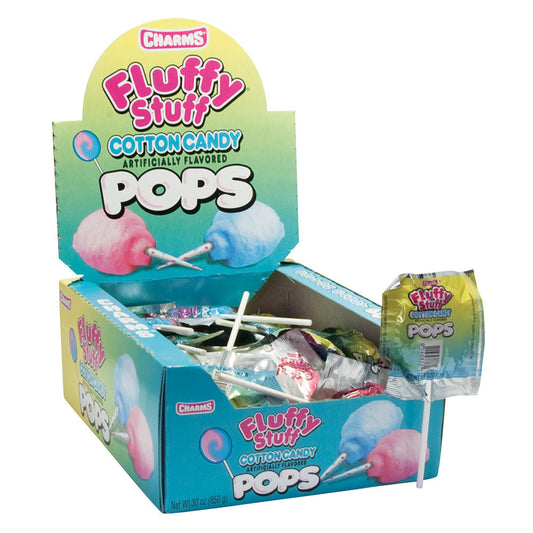 Wholesale Charms Fluffy Stuff Cotton Candy Lollipops 0.63 Oz- Bulk