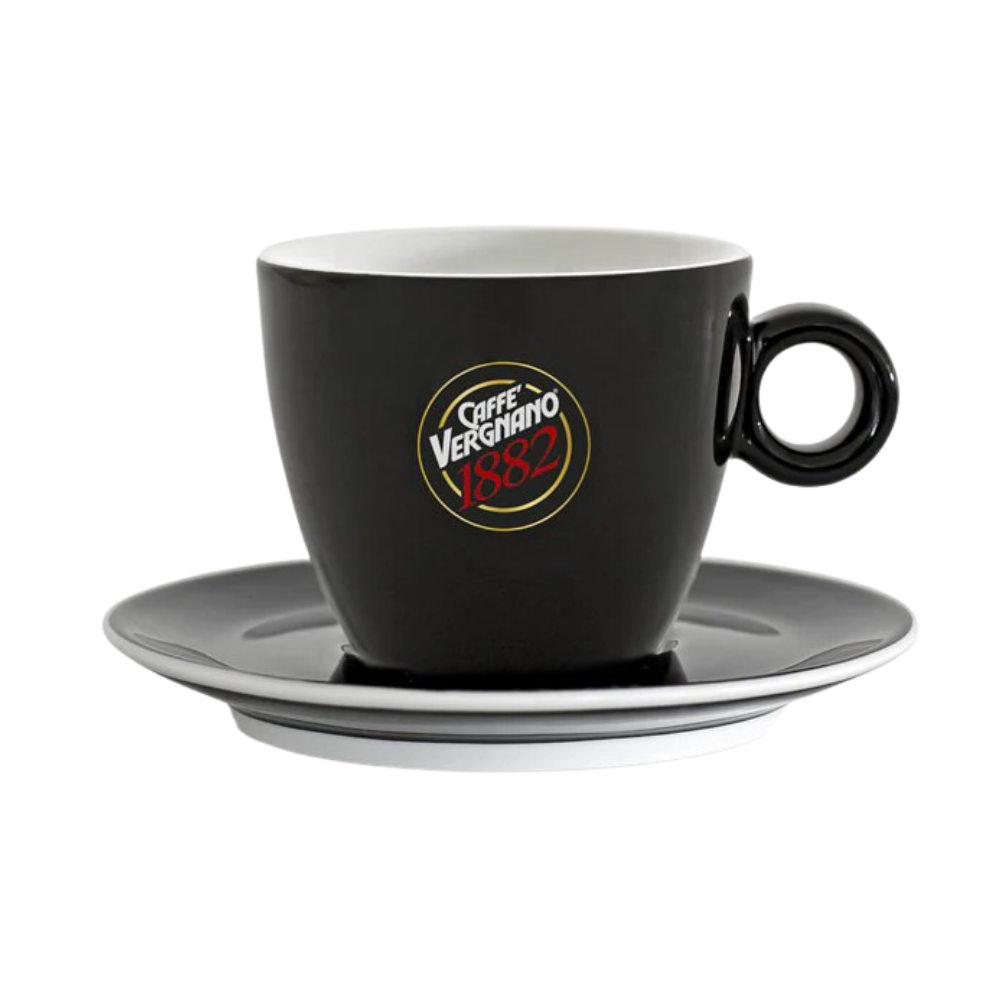 Wholesale Caffe Vergnano Case Black Cappuccino Saucers- Bulk