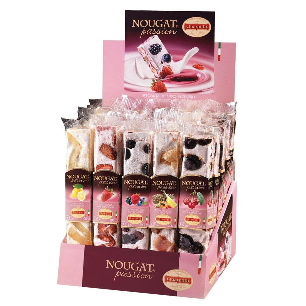 Wholesale Quaranta Case Fruit Cream Nougat Bar Display- Bulk