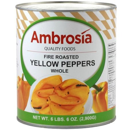 Wholesale Ambrosia Case Roasted Yellow Peppers- Bulk