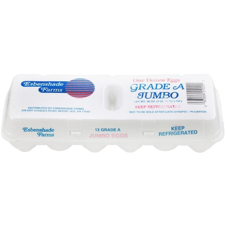 Wholesale Esbenshade Each Grade A Jumbo White Eggs Carton 1Dz- Bulk