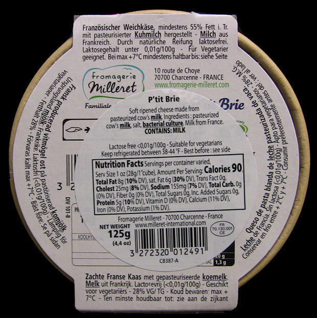 Wholesale Milleret Pet'It Brie 125G- Bulk