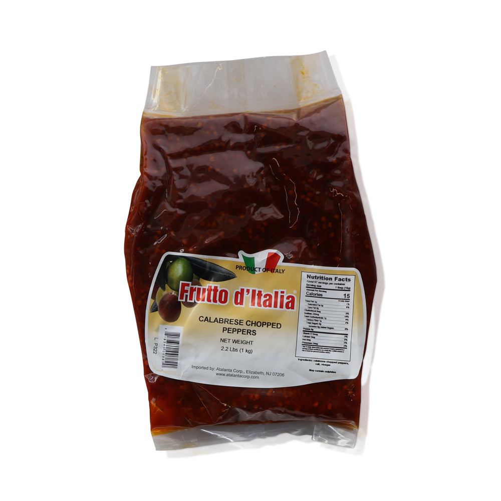 Wholesale Frutto D'Itali Case Calabrese Hot Peppers Chopped- Bulk