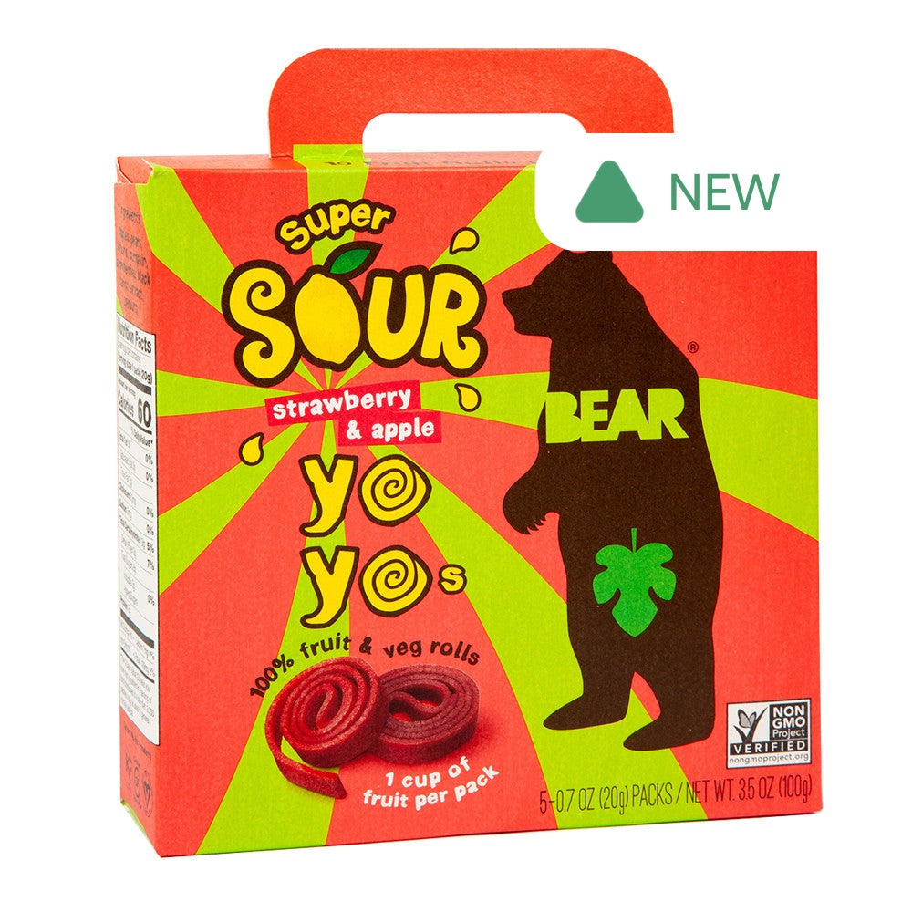 Wholesale Bear Real Fruit Yoyos Super Sour Strawberry 3.5 Oz Box- Bulk