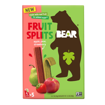 Wholesale Bear Apple Pear Strawberry Fruit Splits 3.5 Oz Box- Bulk