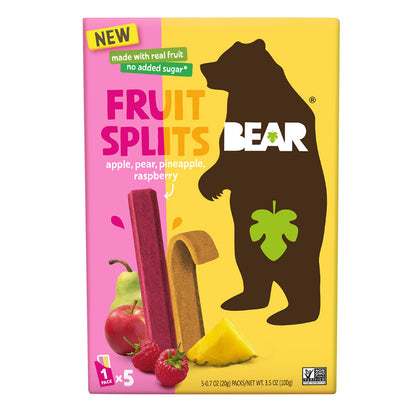 Wholesale Bear Apple Pear Pineapple Raspberry Fruit Splits 3.5 Oz Box- Bulk
