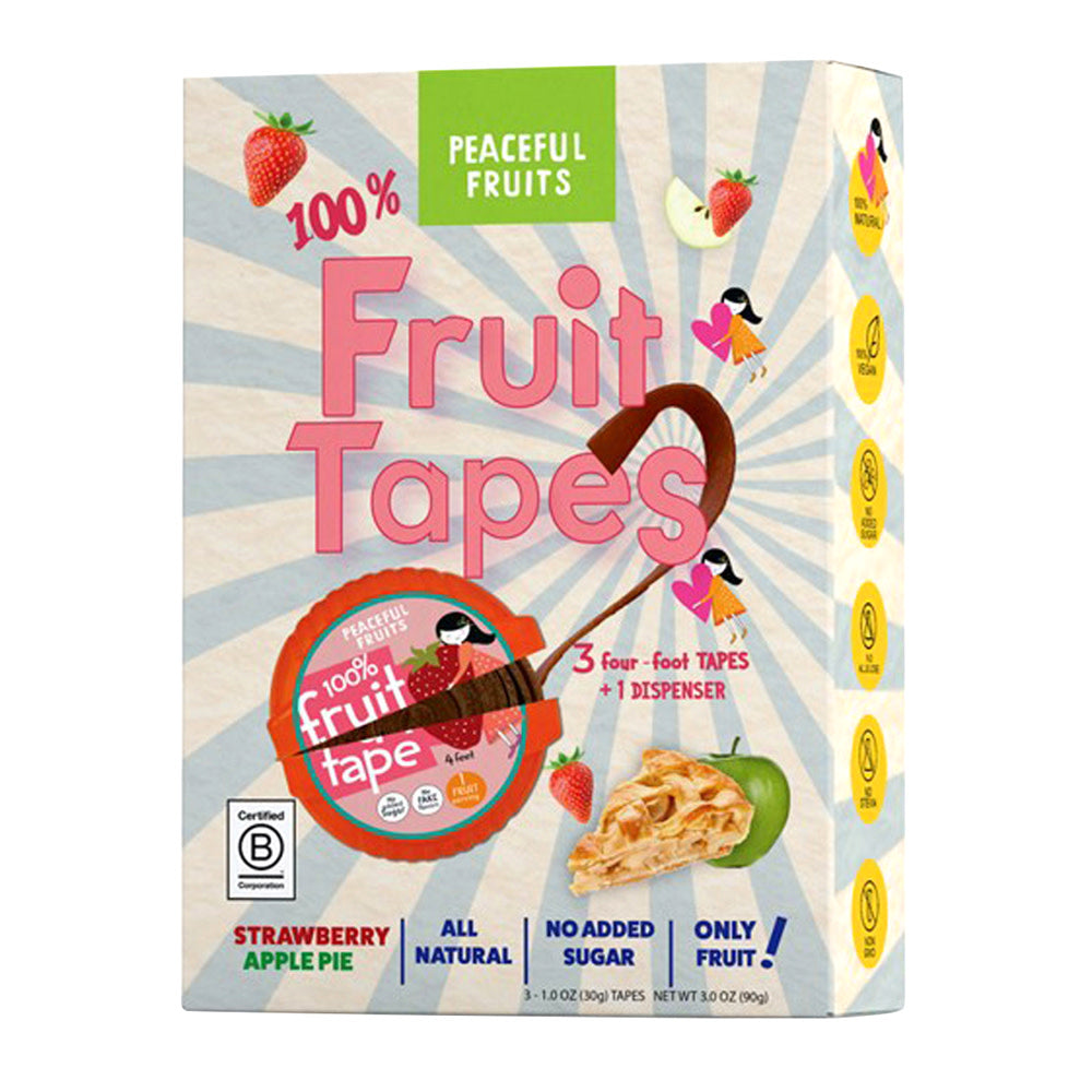 Peaceful Fruits Strawberry Apple Pie Fruit Tapes 3 Count 3 Oz Box
