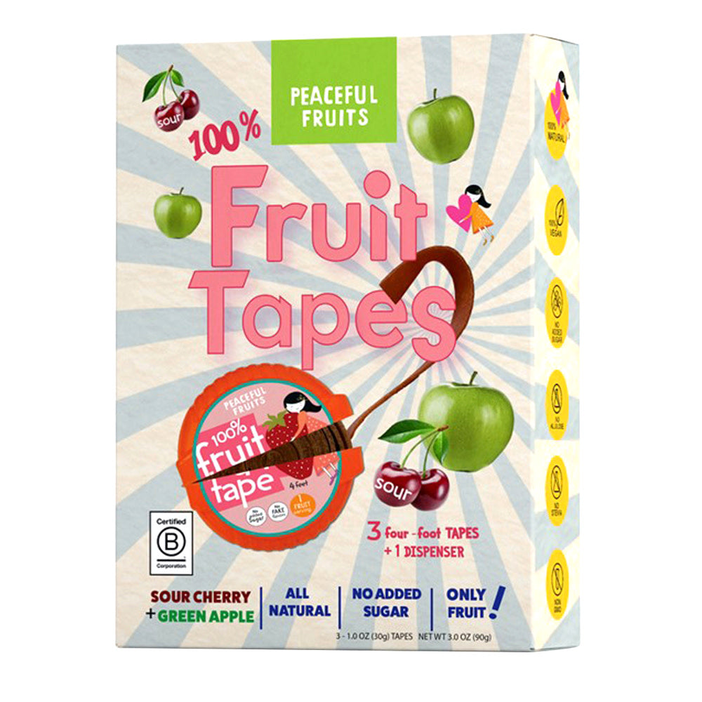 Peaceful Fruits Sour Cherry And Green Apple Fruit Tapes 3 Count 3 Oz Box