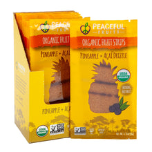 Wholesale Peaceful Fruits Pineapple And Acai Drizzle Organic Fruit Strips 0.35 Oz- Bulk