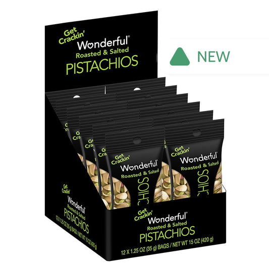 Wholesale Wonderful Roasted & Salted Pistachios 1.25 Oz Peg Bag- Bulk
