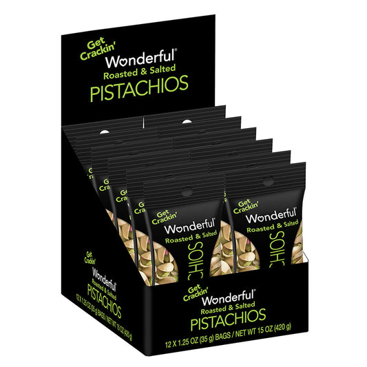 Wholesale Wonderful Roasted & Salted Pistachios 1.25 Oz Peg Bag- Bulk