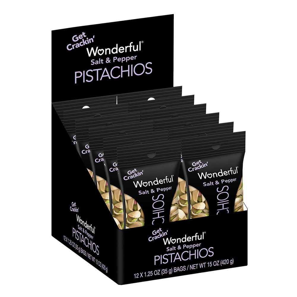 Wholesale Wonderful Salt & Pepper Pistachios 1.25 Oz Peg Bag- Bulk