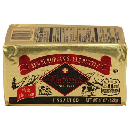 Wholesale Wuthrich Each European Style Sweet Butter 83%- Bulk