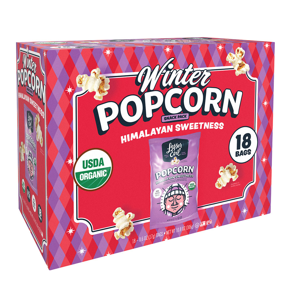 Wholesale Lesser Evil Himalayan Sweetness Winter Popcorn 10.8 Oz Box- Bulk