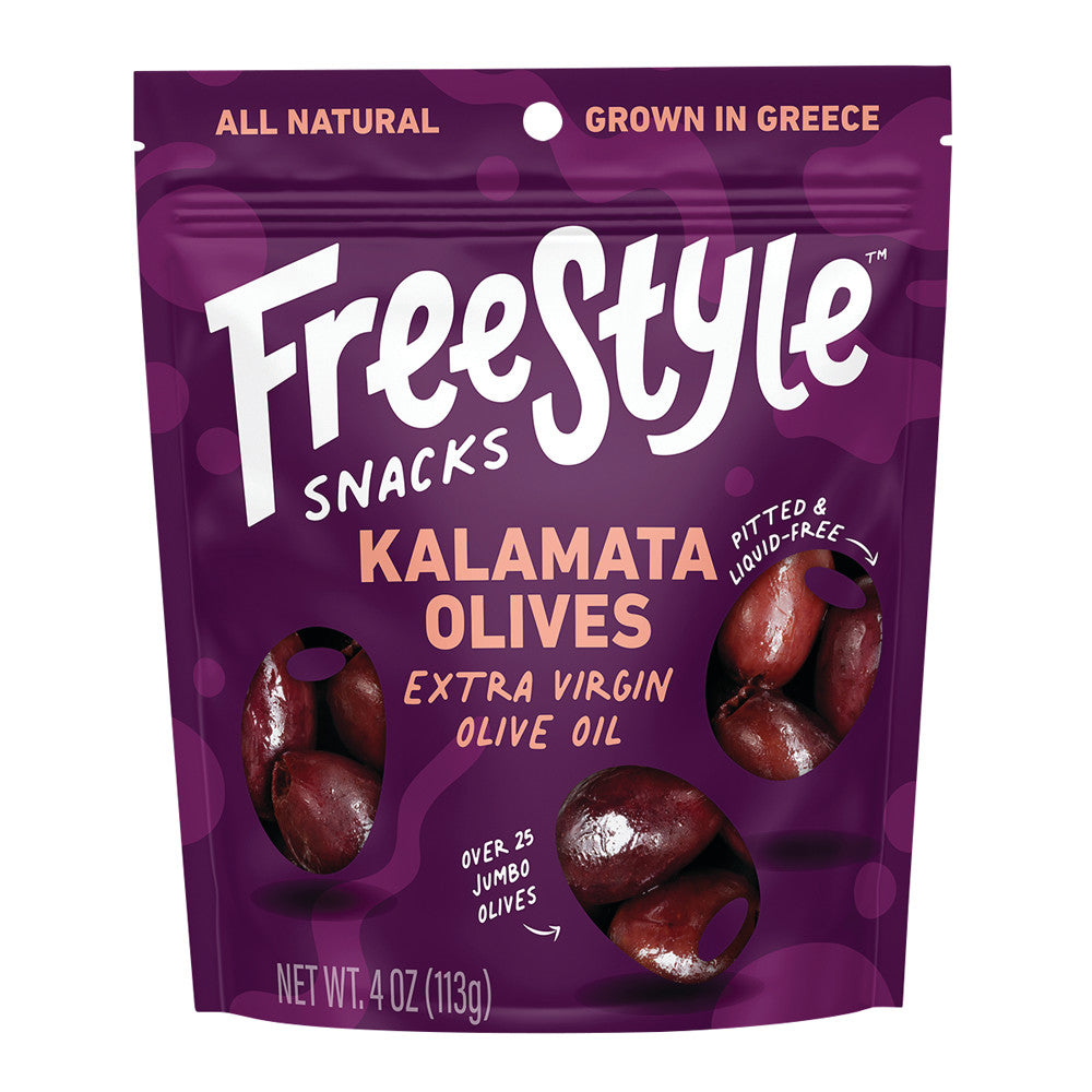 Wholesale Freestyle Snacks Kalamata Olives With Evoo 4 Oz Pouch- Bulk
