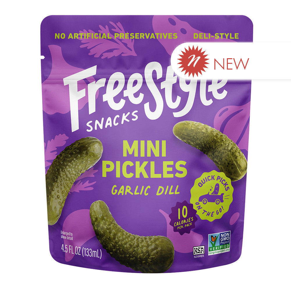 Wholesale Freestyle Snacks - Garlic Dill Pickles - 4.5Oz- Bulk