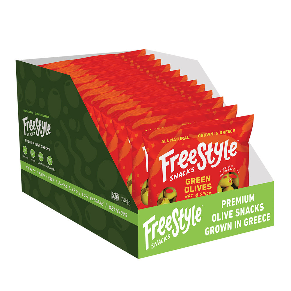 Wholesale Freestyle - Green Olives Hot&Spicy - 1.1Oz- Bulk