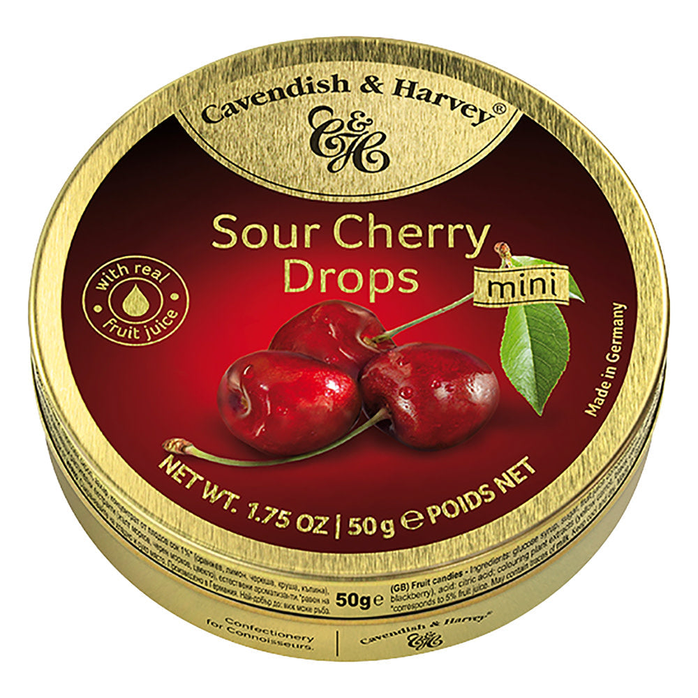Wholesale Cavendish & Harvey Sour Cherry Drops 1.75 Oz Tin- Bulk